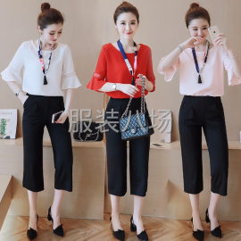 undefined - 休闲阔腿裤两件套女夏 - 图1