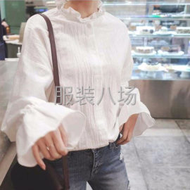 undefined - 新款长袖木耳领衬衫女韩范花边领木耳袖宽松灯笼袖上衣潮 - 图3