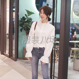 undefined - 新款长袖木耳领衬衫女韩范花边领木耳袖宽松灯笼袖上衣潮 - 图4