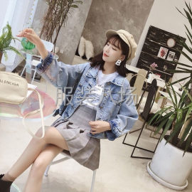 undefined - 韩版宽松蝙蝠袖短款港味复古牛仔上衣 - 图4