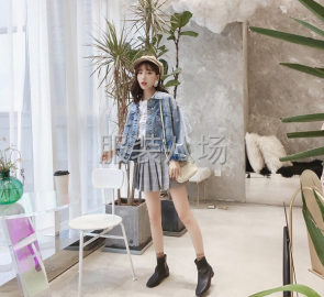 undefined - 韩版宽松蝙蝠袖短款港味复古牛仔上衣 - 图6