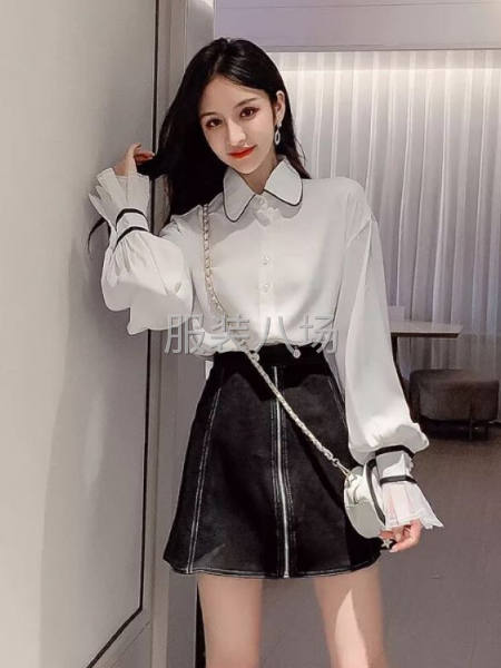 韩版宽松喇叭袖衬衣复古港味仙女范上衣-第6张图片
