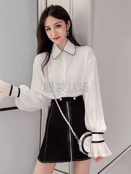 韩版宽松喇叭袖衬衣复古港味仙女范上衣-第2张图片