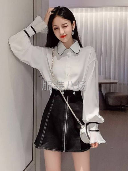 韩版宽松喇叭袖衬衣复古港味仙女范上衣-第8张图片