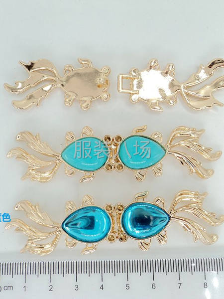 旗袍配饰 金属对扣立领披风古典扣子汉服镶彩色水滴-第2张图片