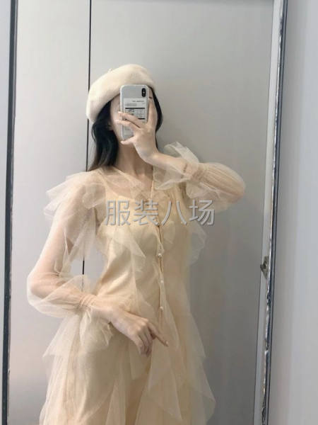 裙新款春装不规则蕾丝网纱清新连衣裙两件套装-第2张图片