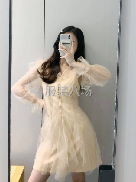 裙新款春装不规则蕾丝网纱清新连衣裙两件套装-第6张图片