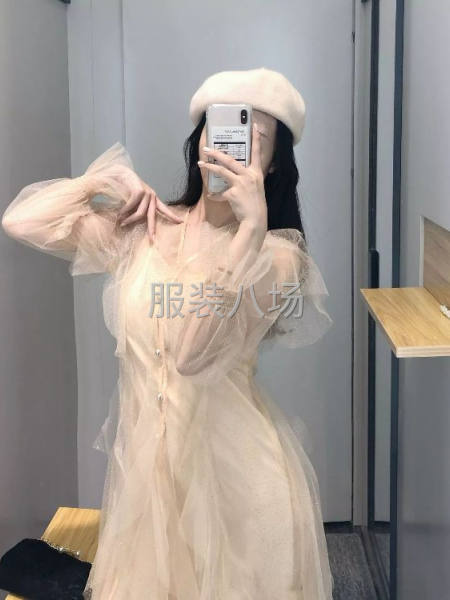 裙新款春装不规则蕾丝网纱清新连衣裙两件套装-第7张图片