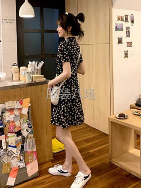 法式桔梗高腰很仙的碎花连衣裙夏款显瘦-第6张图片