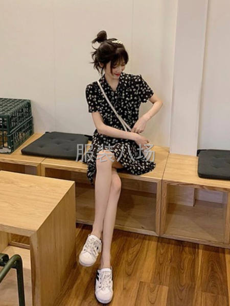 法式桔梗高腰很仙的碎花连衣裙夏款显瘦-第8张图片