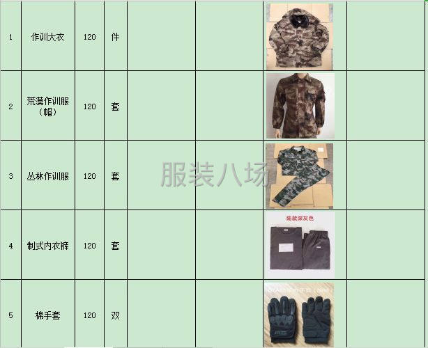 作訓服及其他相關產品采購-第1張圖片