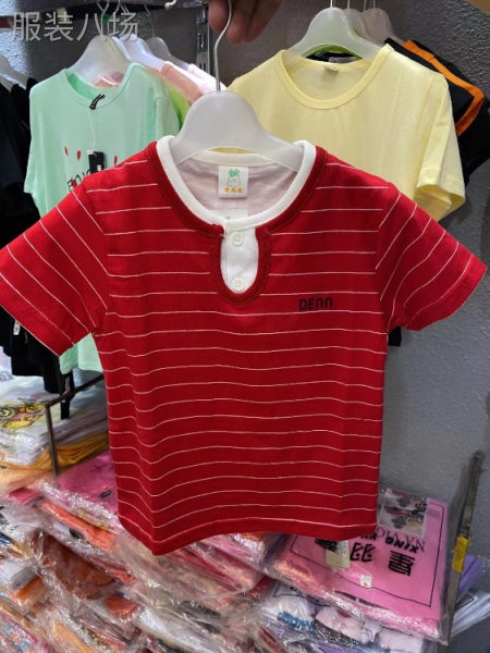 中小童条纹纯棉短袖T恤，1岁多-7岁左右。300件一份5.8-第4张图片