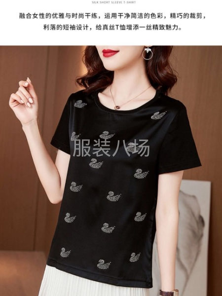 火爆欧货设计 春夏真丝T恤
颜色：黑色 白色
码数：L-4X-第1张图片