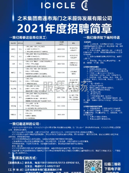 车位，缝纫工  之禾时装集团（海门工厂）-第1张图片