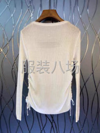 undefined - 2021秋季新款欧货时尚简约圆领镂空两侧抽绳修身针织上 - 图2