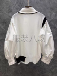 undefined - 2021年秋季新款欧货女装V领珍珠背心拼接灯笼袖假两件 - 图2