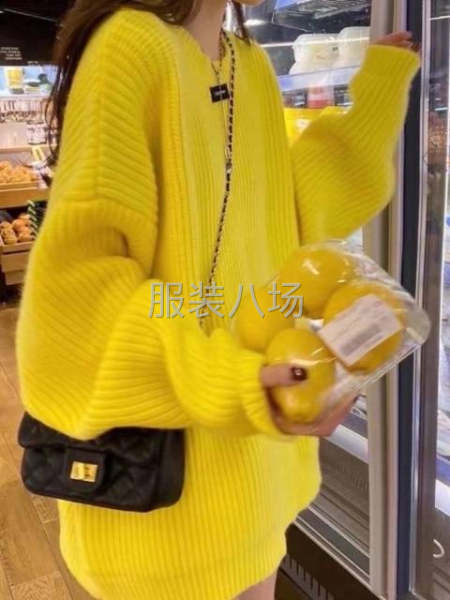 包芯纱女装中长款套头毛衣-第5张图片