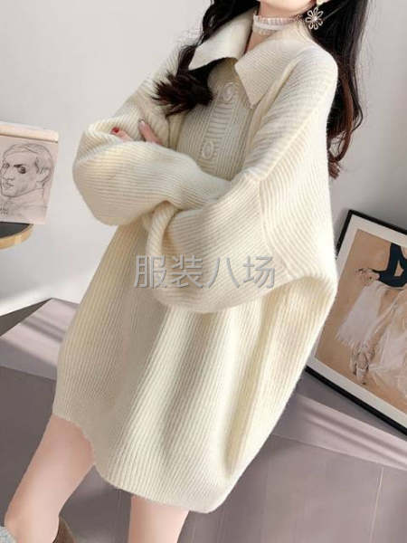 包芯纱女装中长款套头毛衣-第4张图片