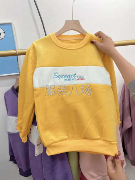 新款女童双面加绒加厚套头卫衣中大儿童保暖，码数:120-15-第3张图片