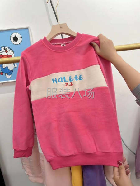 新款女童双面加绒加厚套头卫衣中大儿童保暖，码数:120-15-第1张图片