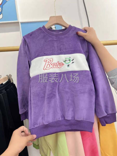 新款女童双面加绒加厚套头卫衣中大儿童保暖，码数:120-15-第2张图片