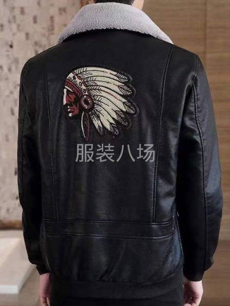 男装 时尚潮流皮面外套 领子羊羔绒-第2张图片