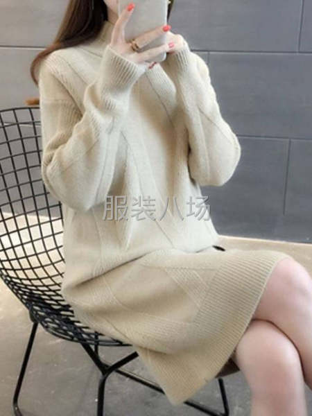 羊毛衣衫包芯纱中长款女毛衣厂价-第1张图片