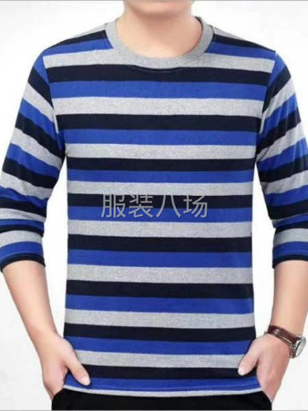 纯棉条纹长男装长袖衫-第3张图片
