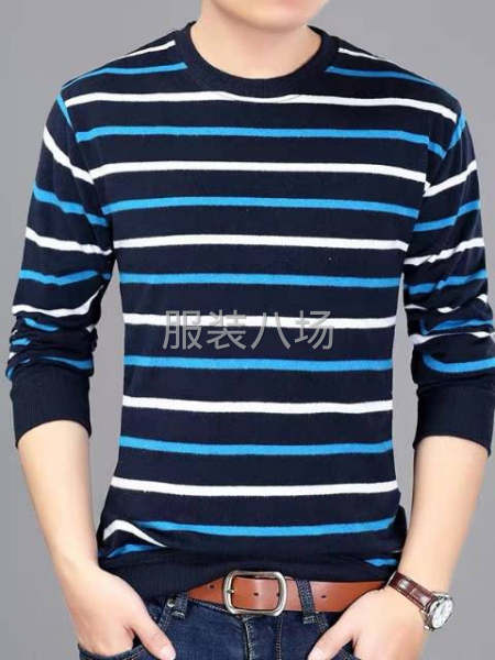 纯棉条纹长男装长袖衫-第1张图片