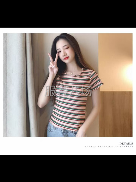 针织衫上衣女，短款纯棉T恤-第2张图片