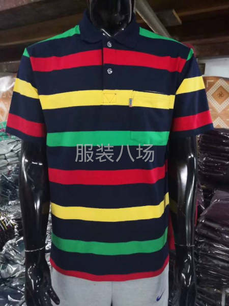 纯棉男装翻领短袖齐码条纹-第2张图片