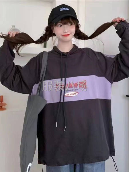 【女装】抽绳宽松版卫衣整款-第1张图片