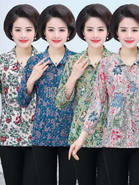 老年女裝長袖襯衫新款花樣-第2張圖片
