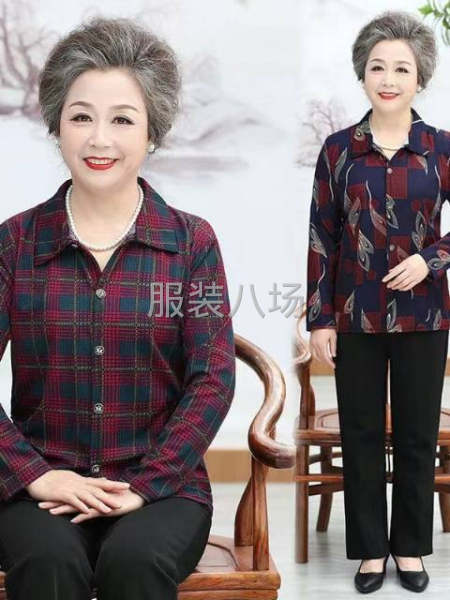 老年女裝長袖襯衫新款花樣-第3張圖片