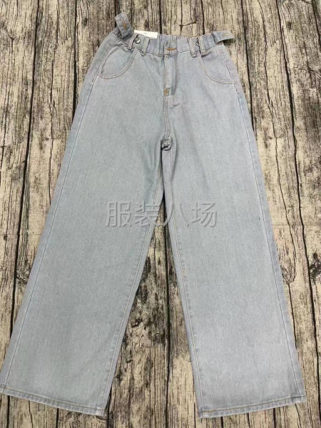 【女裝】 牛仔拖地闊腿褲整款 直筒寬松高腰牛仔褲-第5張圖片