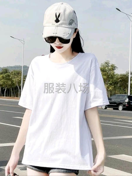 雙紗白色純棉T恤  高彈闊腿褲   貼牌品質-第2張圖片