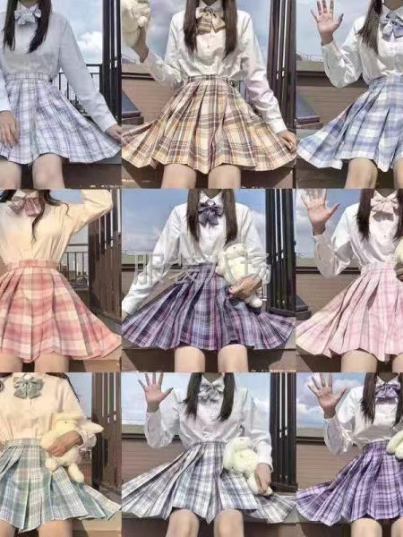 各种各样男女衬衫，格子裙百褶裙，学生装-第3张图片