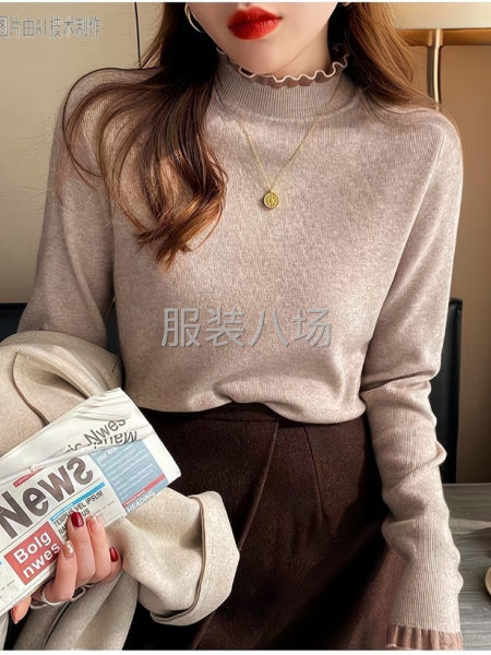 新款半高领打底衫女春秋设计感小众内搭毛衣洋气百搭蕾丝拼接针织-第8张图片