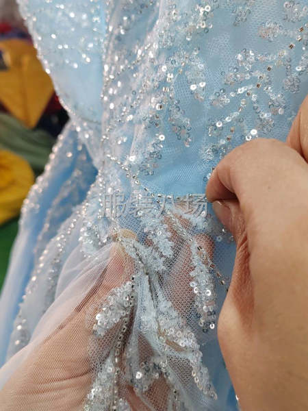 小型针织，中东欧美晚礼服，手工排花，抓褶，车花，烫钻-第5张图片