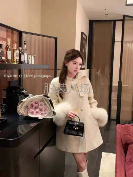 全羊毛双面呢中长款女式韩版简约大衣-第2张图片