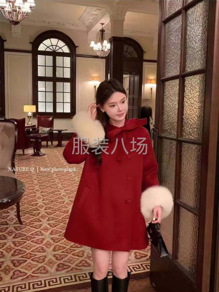 全羊毛双面呢中长款女式韩版简约大衣-第1张图片