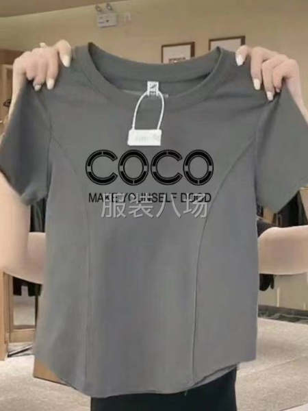 纯棉修身弹力女装短袖衫辣妹款-第6张图片