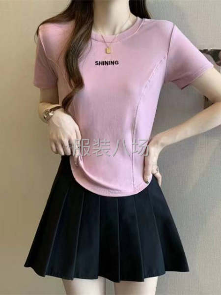 纯棉修身弹力女装短袖衫辣妹款-第3张图片
