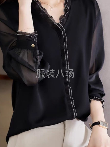 2023春裝新款高級感女士襯衫氣質小衫長袖襯衣春夏v領雪紡上-第3張圖片