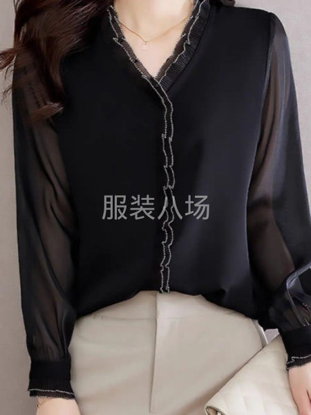 2023春裝新款高級感女士襯衫氣質小衫長袖襯衣春夏v領雪紡上-第2張圖片