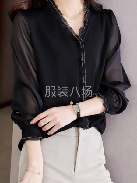 2023春裝新款高級感女士襯衫氣質小衫長袖襯衣春夏v領雪紡上-第4張圖片