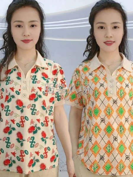 老年翻领女装短袖衫-第3张图片
