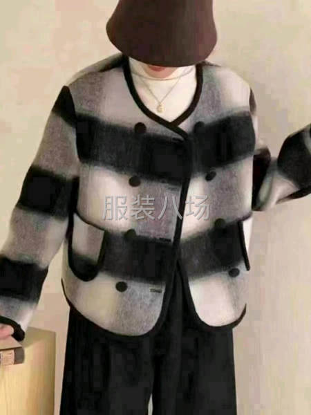 600件小香风格子双面尼羊毛外套，新款S-m-第3张图片