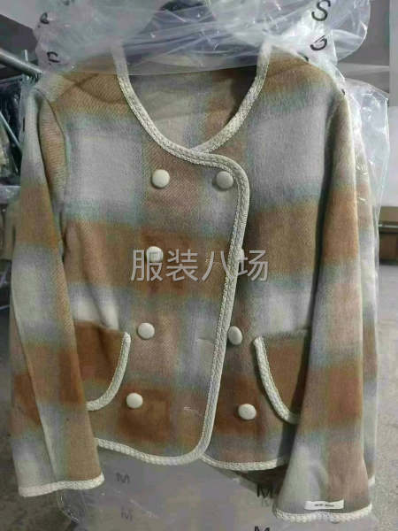 600件小香风格子双面尼羊毛外套，新款S-m-第7张图片
