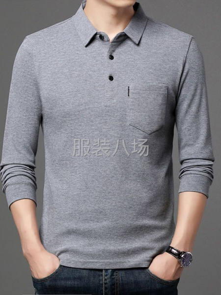 纯棉纯色男翻领长袖齐码-第2张图片